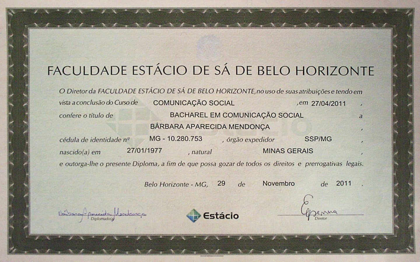 Diploma Estácio de Sá